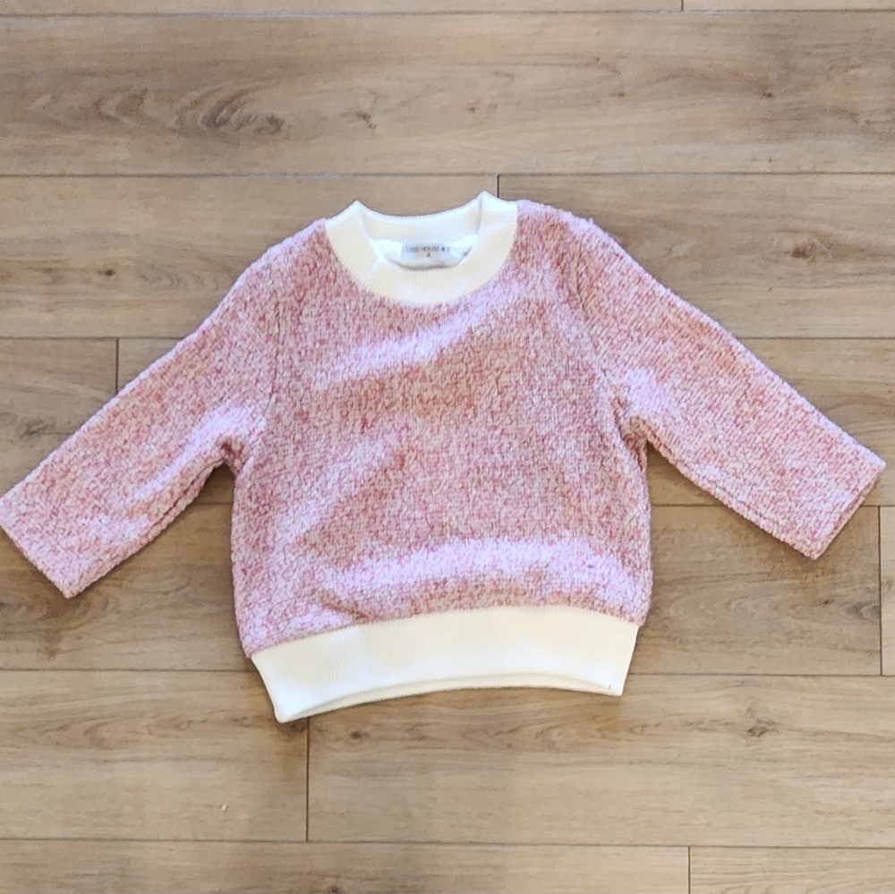 Pink and White Women's Sweater
